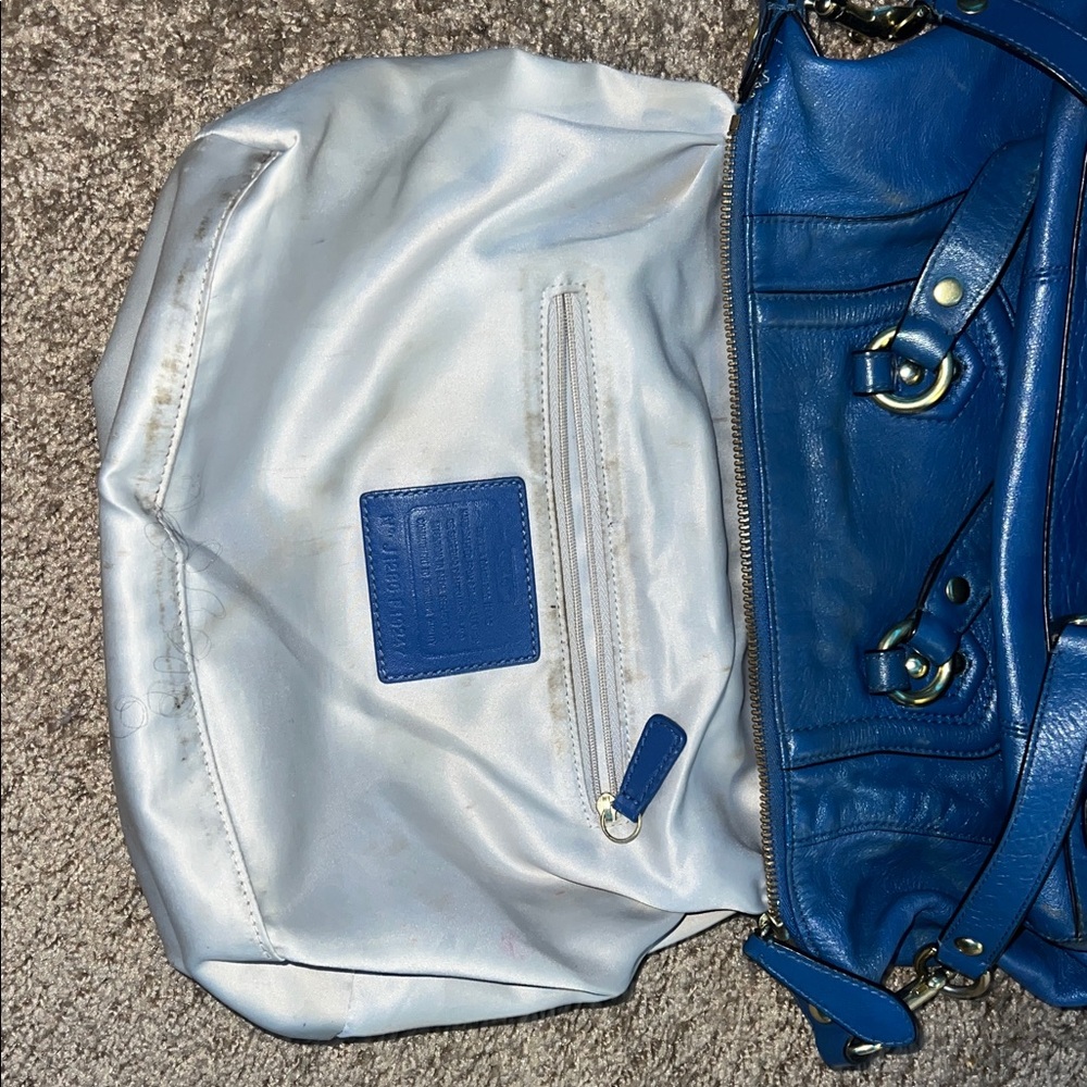 Coach Ashley Leather Satchel Vibrant Blue Shoulder Bag/ Slightly used - Picture 4 of 7